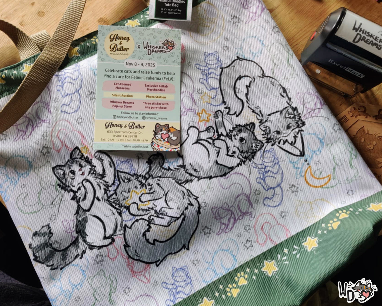 Tote Bag - Wishful Doodles (With zipper Pocket)
