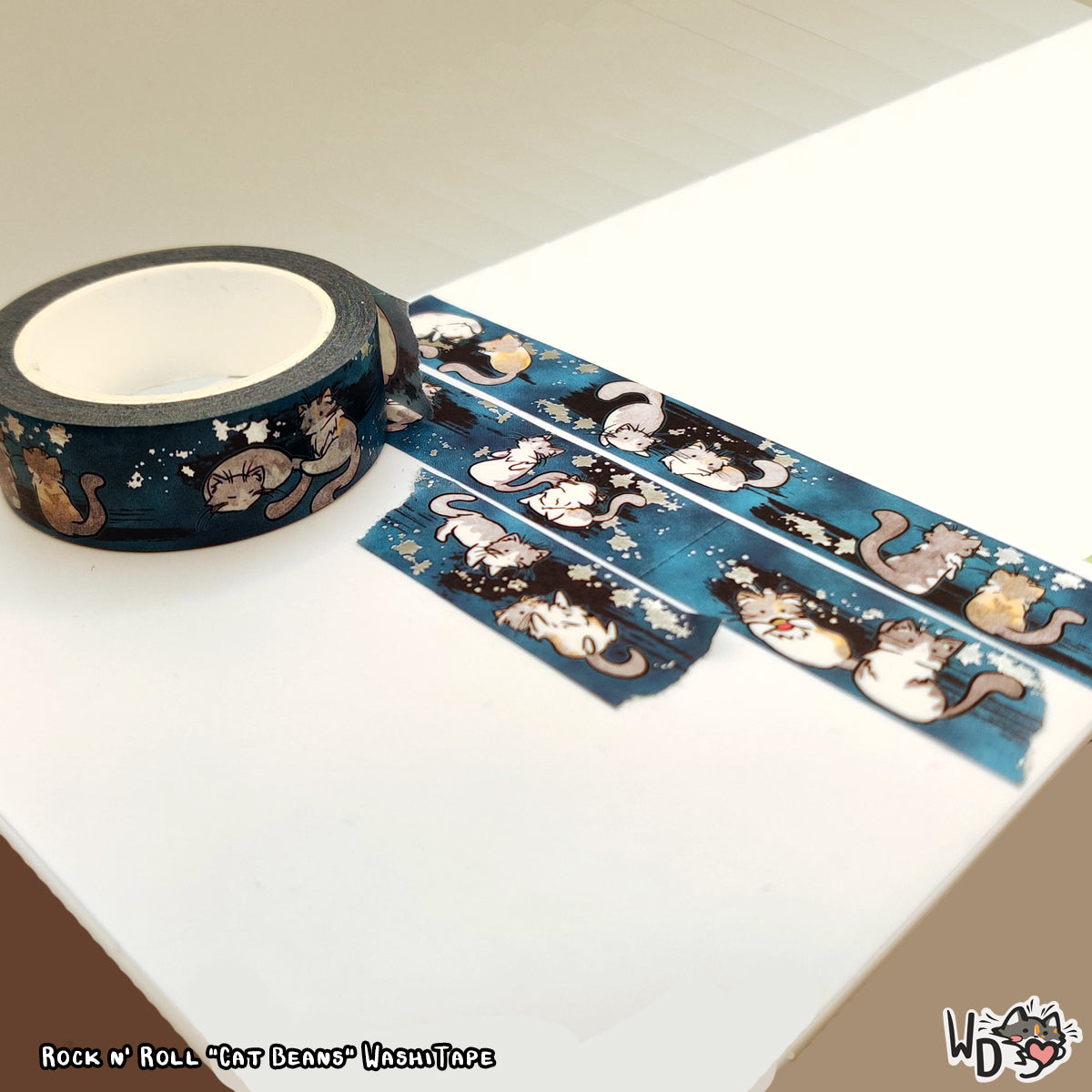Washi Tape - Rock n' Roll "Bean Cat" Washi Tape
