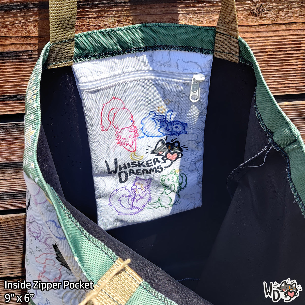 Tote Bag - Wishful Doodles (With zipper Pocket)