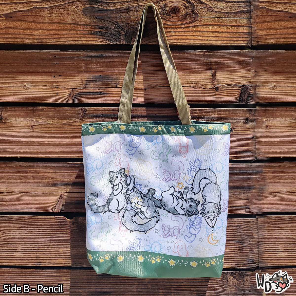 Tote Bag - Wishful Doodles (With zipper Pocket)