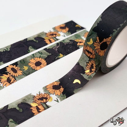 Washi Tape - Black and Gold Flowers