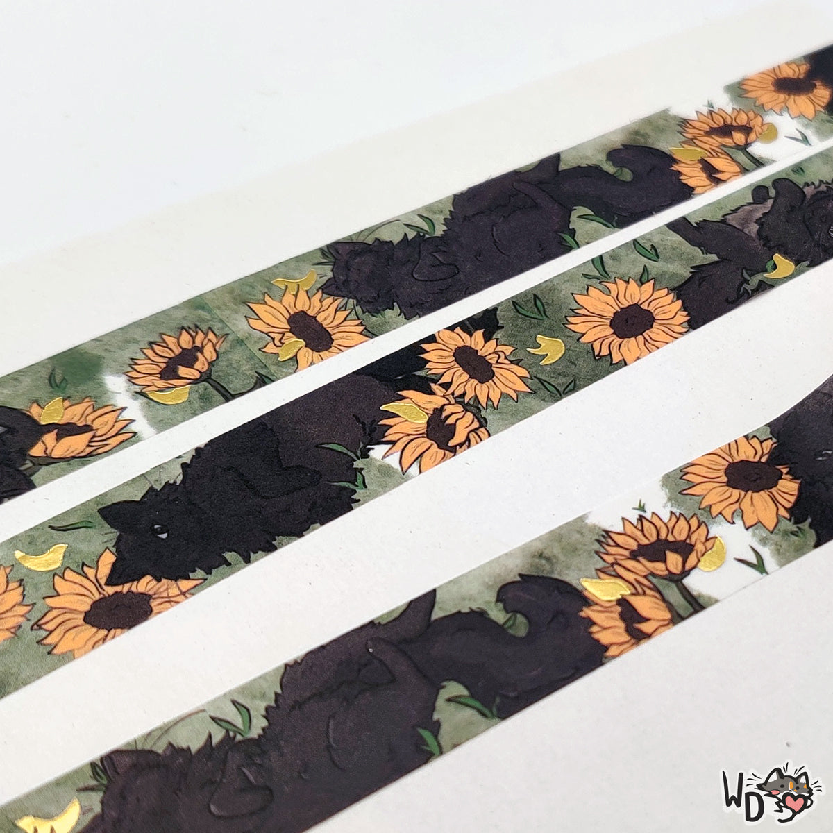 Washi Tape - Black and Gold Flowers