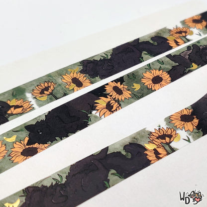 Washi Tape - Black and Gold Flowers