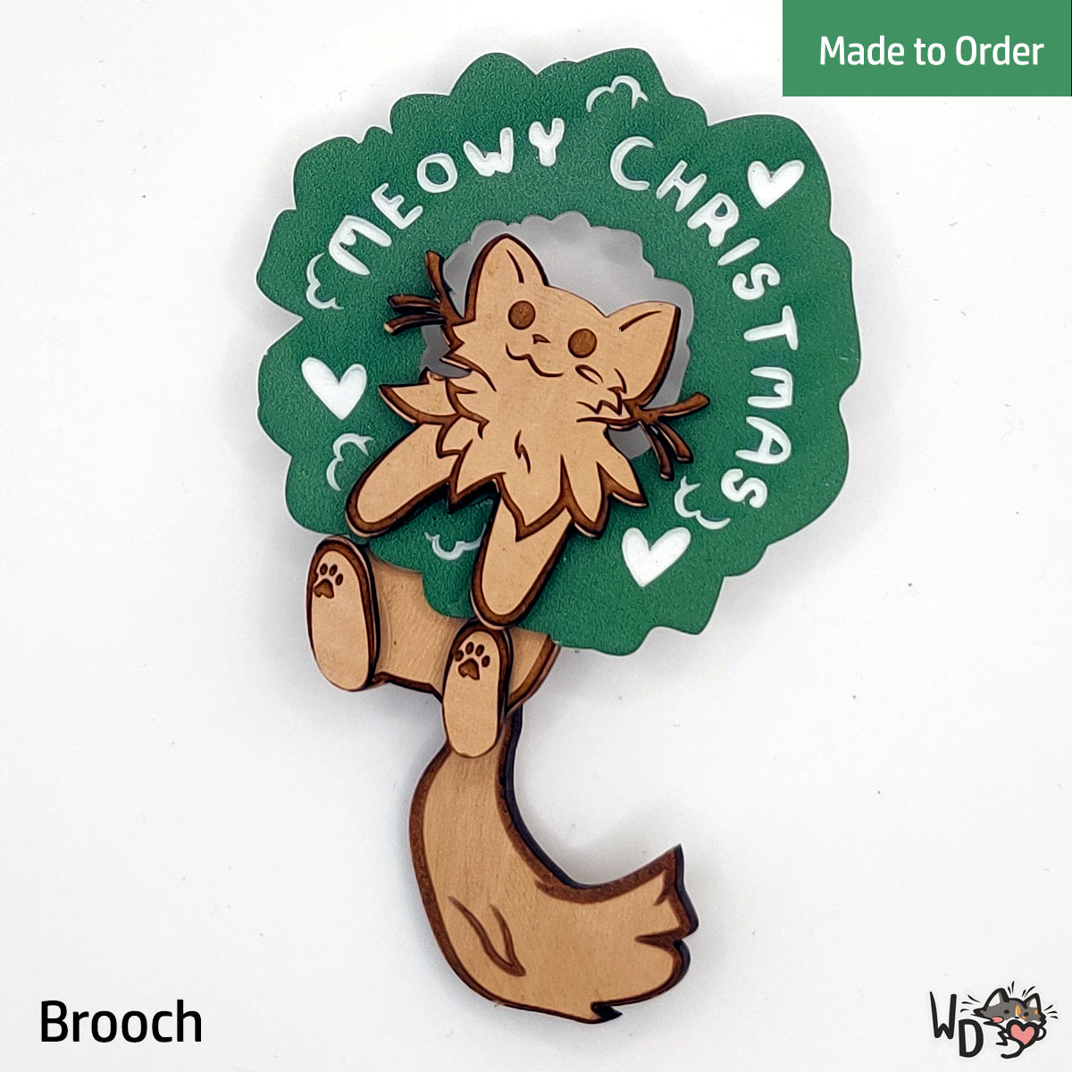 Meowy Christmas - Brooch or Ornament