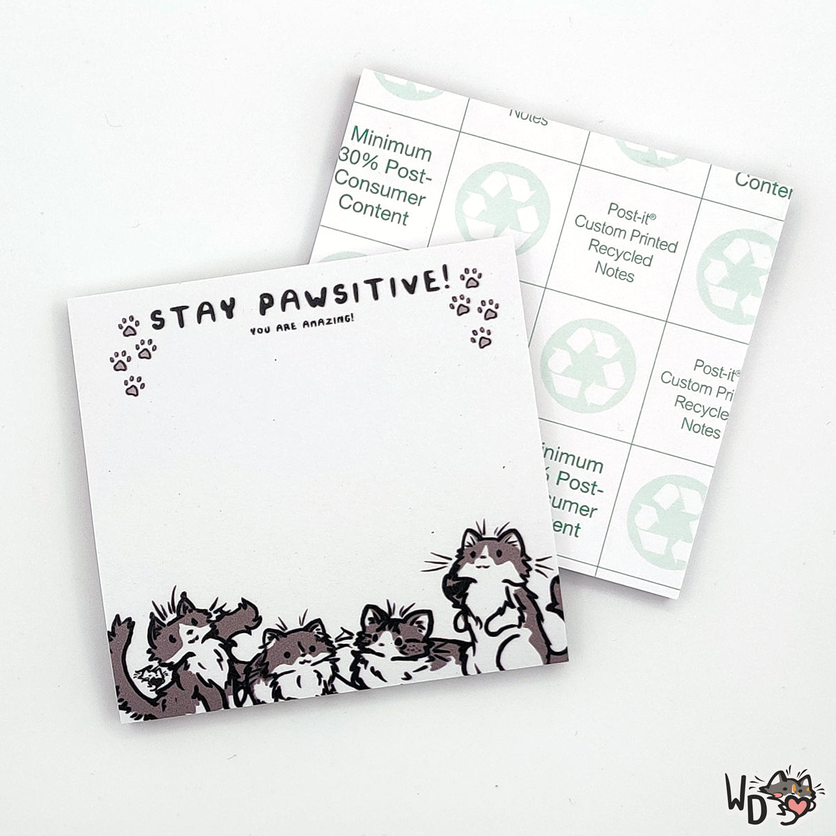 "Stay Pawsitive" Post-it Notes