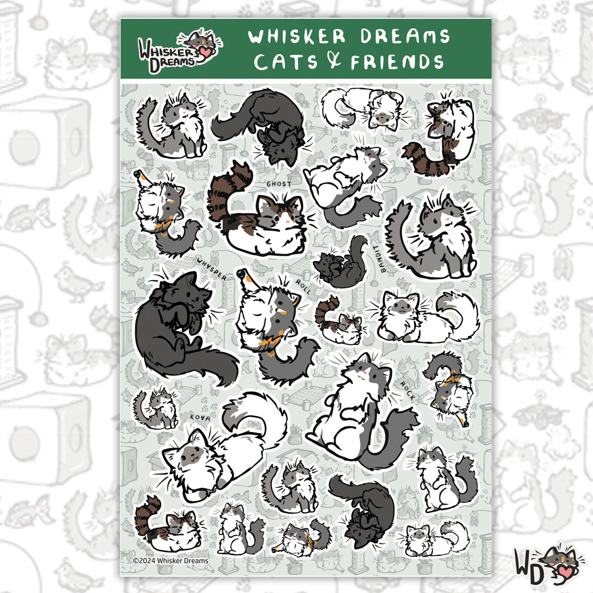 Sticker Sheet - Whisker Dreams Cats & Friends