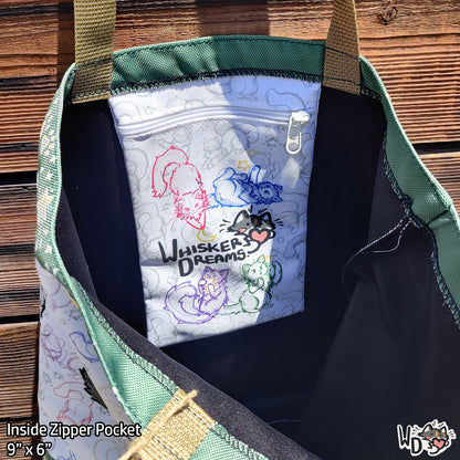 Tote Bag - Wishful Doodles (With zipper Pocket)