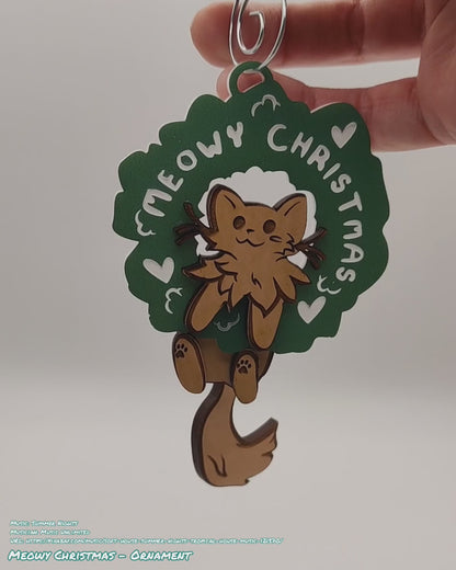 Meowy Christmas - Brooch or Ornament