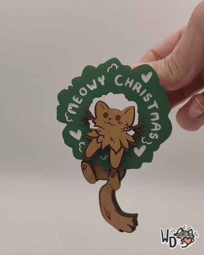 Meowy Christmas - Brooch or Ornament